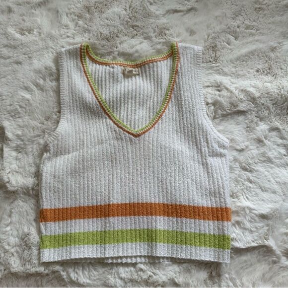 Pacsun/LA Hearts white green and orange knit sweater vest - Picture 1 of 5